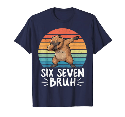 Six Seven Bruh 67 Meme Capybara Funny Capybara for Kids Boys T-Shirt