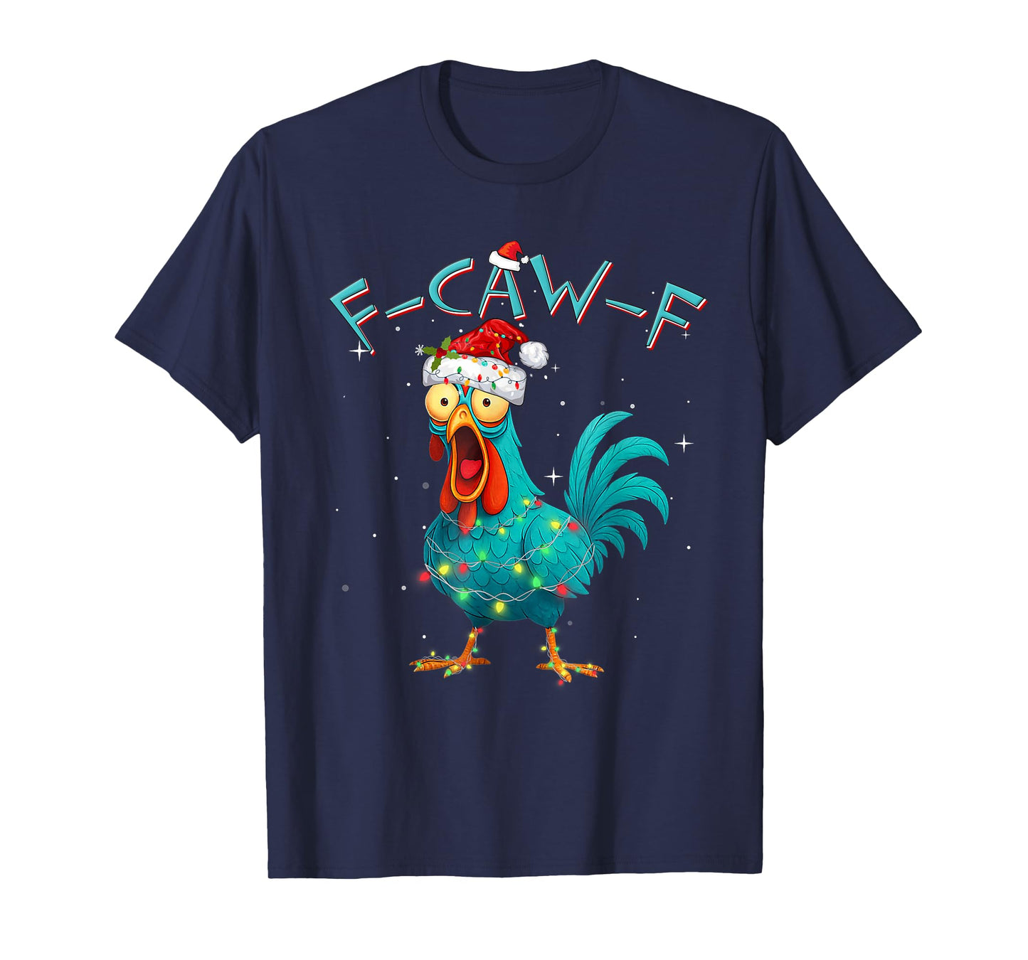 F-Caw-F Christmas Crow Xmas Goth Lights Santa Hat Raven T-Shirt