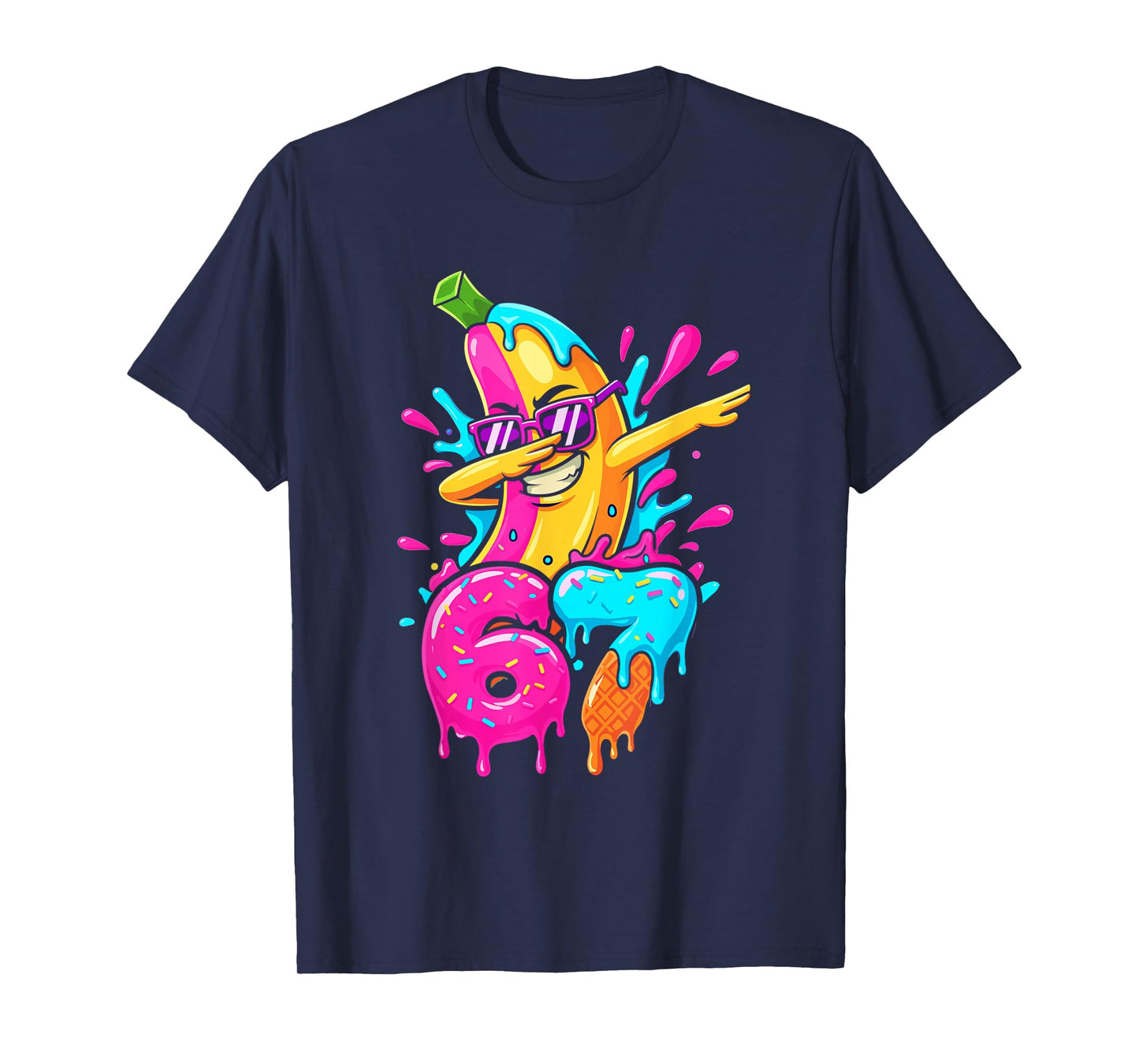 67 Funny Baseball Dabbing Banana 6 7 Dripping Ice Cream Meme T-Shirt