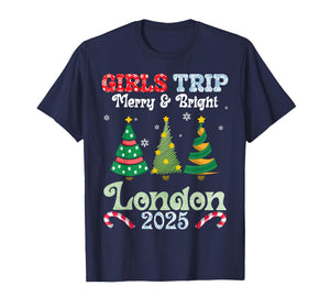 Girls Trip Merry Bright Christmas in London Vacation 2025 T-Shirt