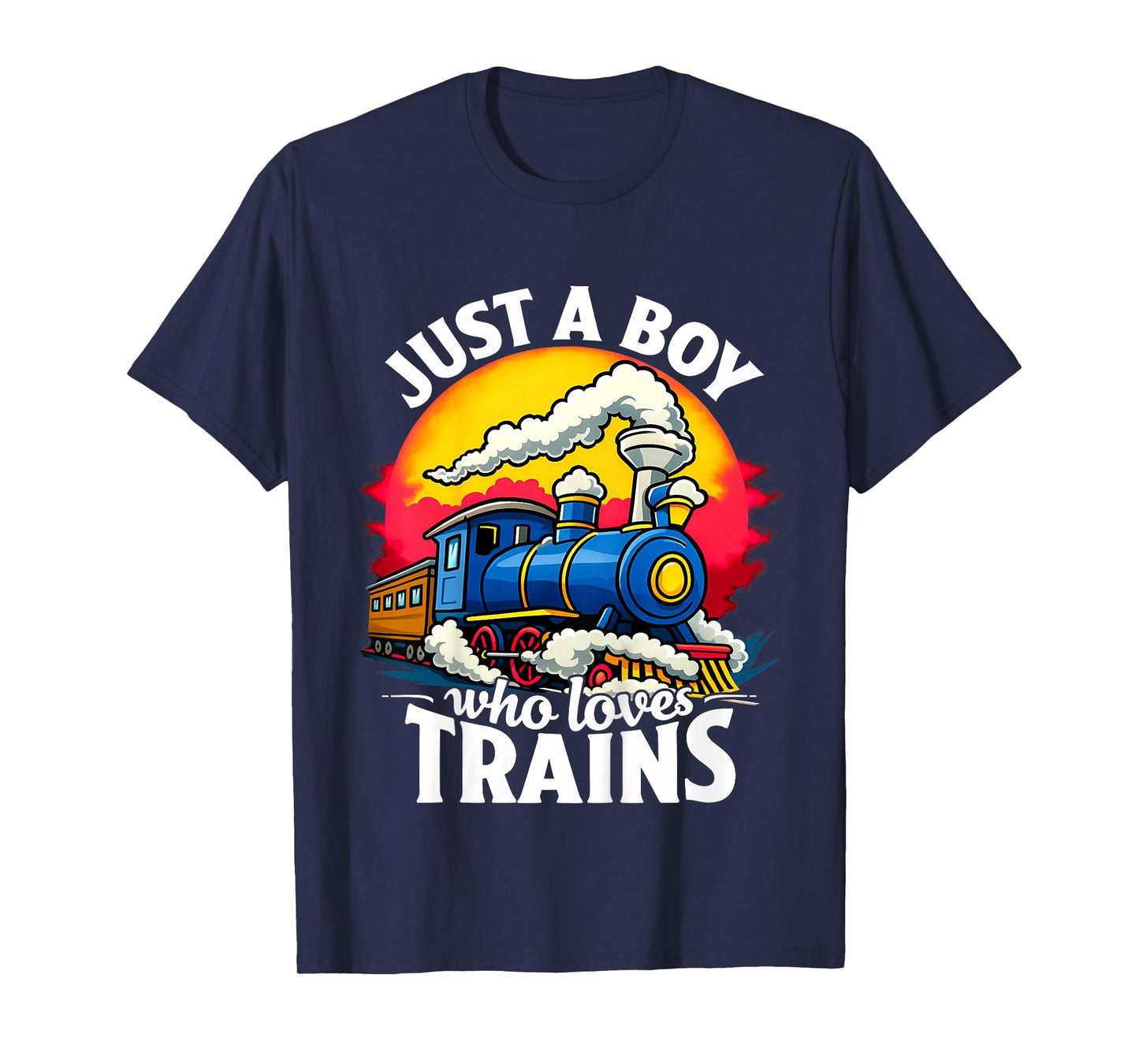 Kids Just A Boy Who Loves Trains Cute Train Lover Kids Toddler T-Shirt