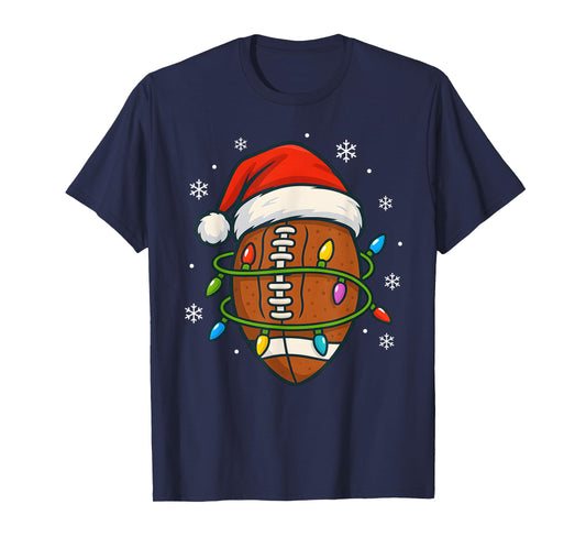American Football Christmas Santa Men Boy Kids T-Shirt