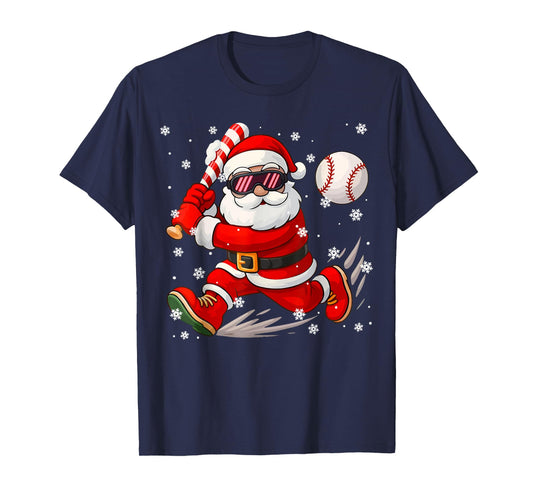 Funny Santa Baseball Christmas Pajamas Xmas Men Boy Toddlers T-Shirt