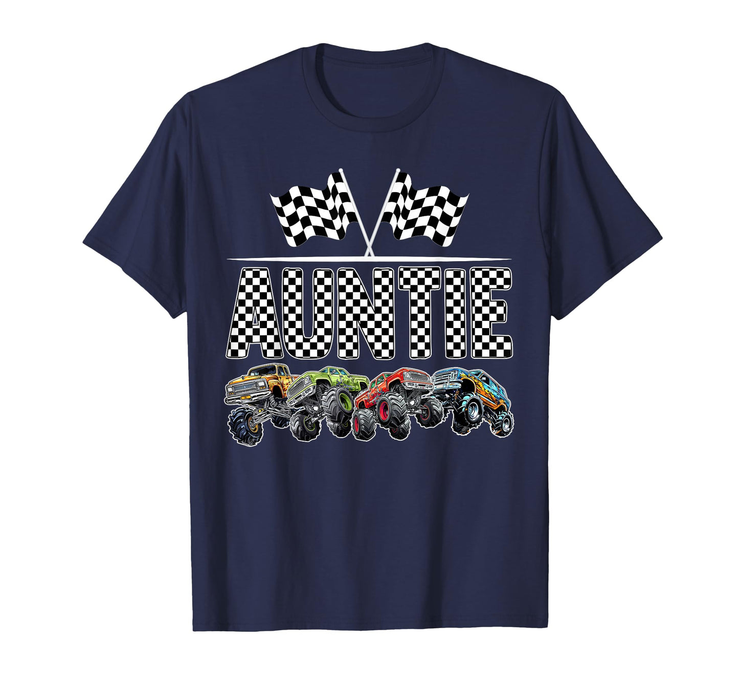 Auntie Retro Monster Truck Family Birthday Matching T-Shirt
