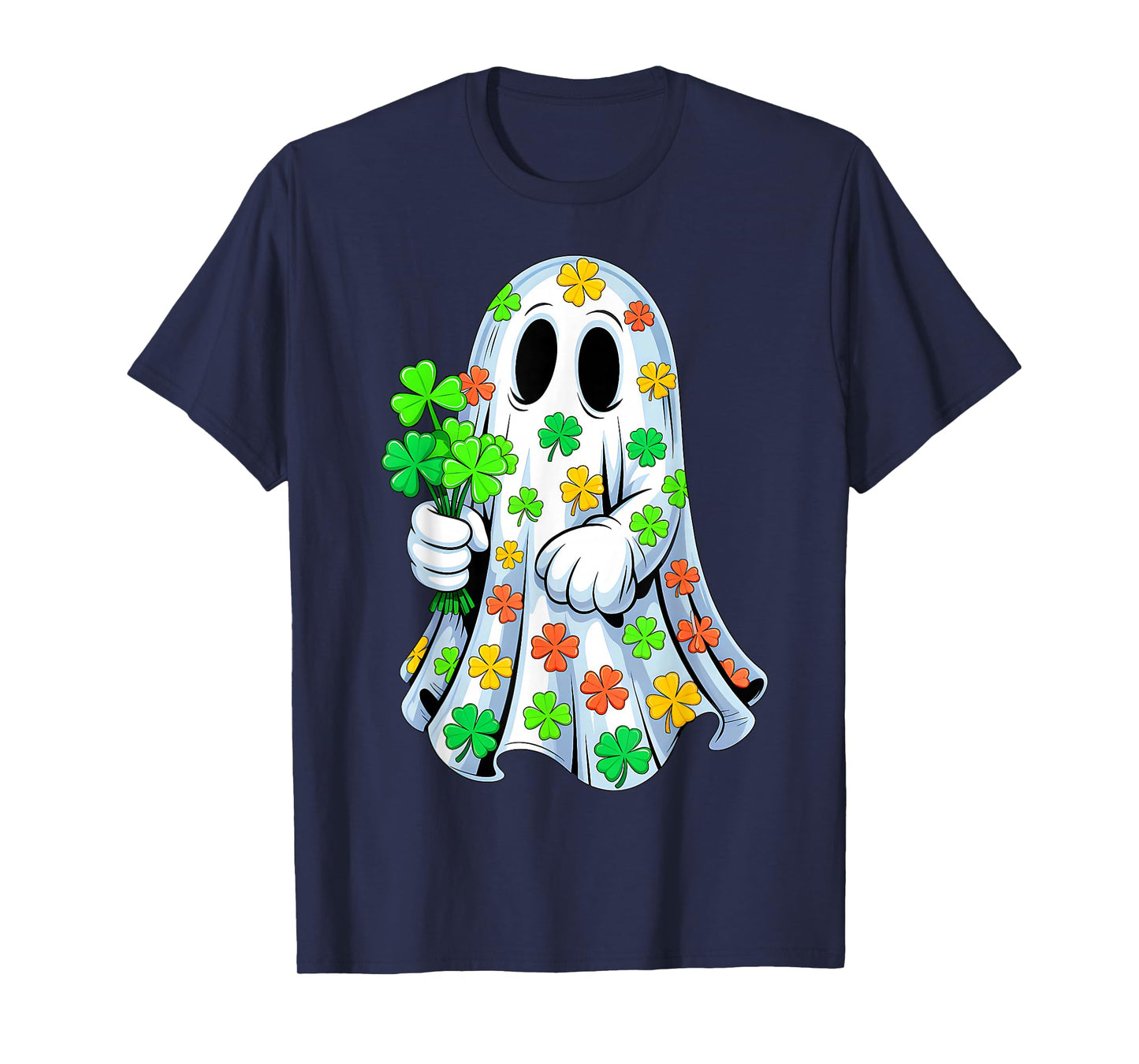Rainbow Boo Shamrock Ghost St Patrick's Day Spooky Season T-Shirt