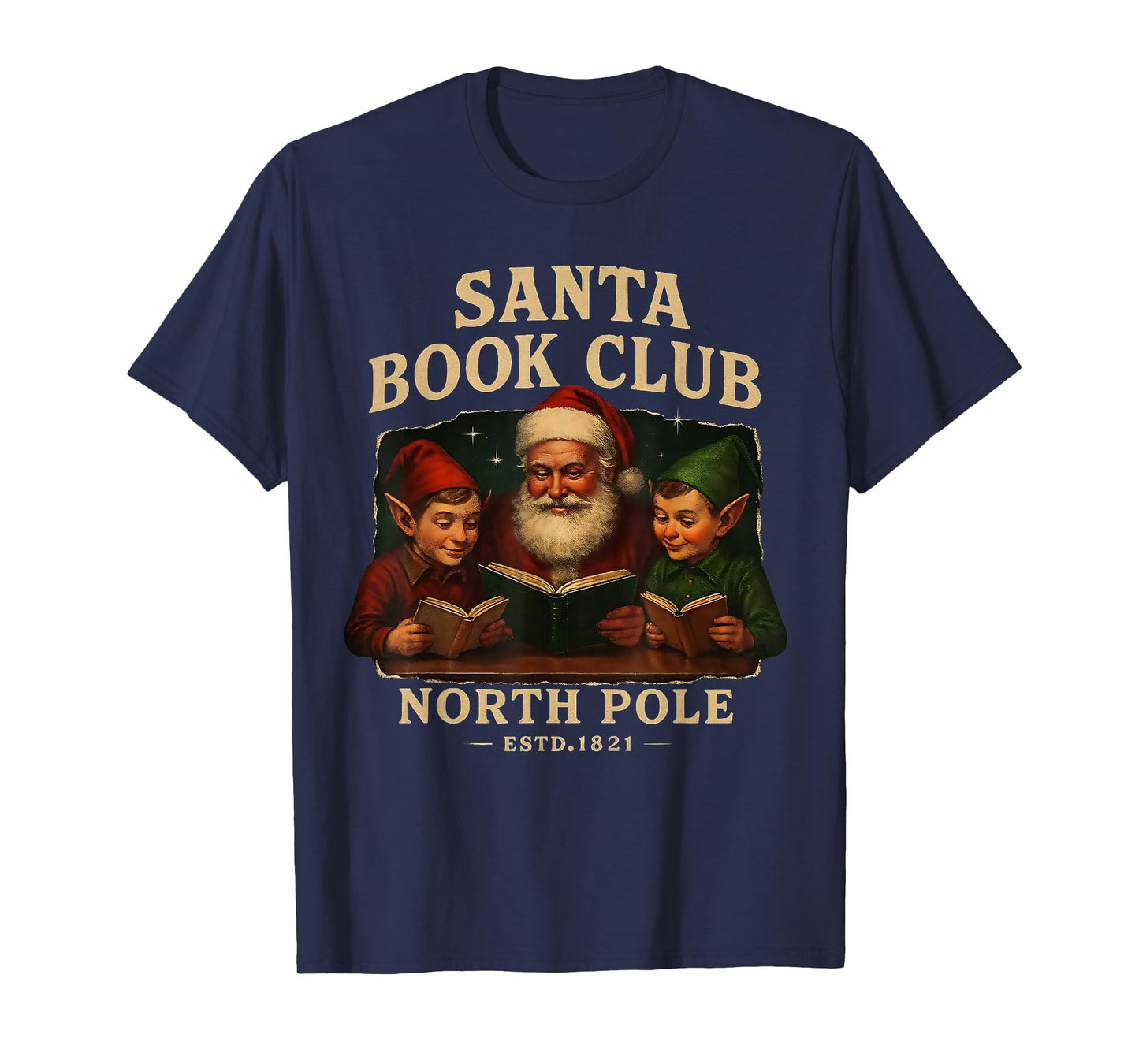 Santa Book Club North Pole Vintage Christmas T-Shirt