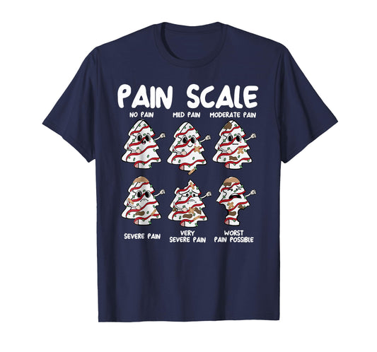 Funny Pain Scale Christmas Nurse Xmas Tree Cakes Pajamas T-Shirt