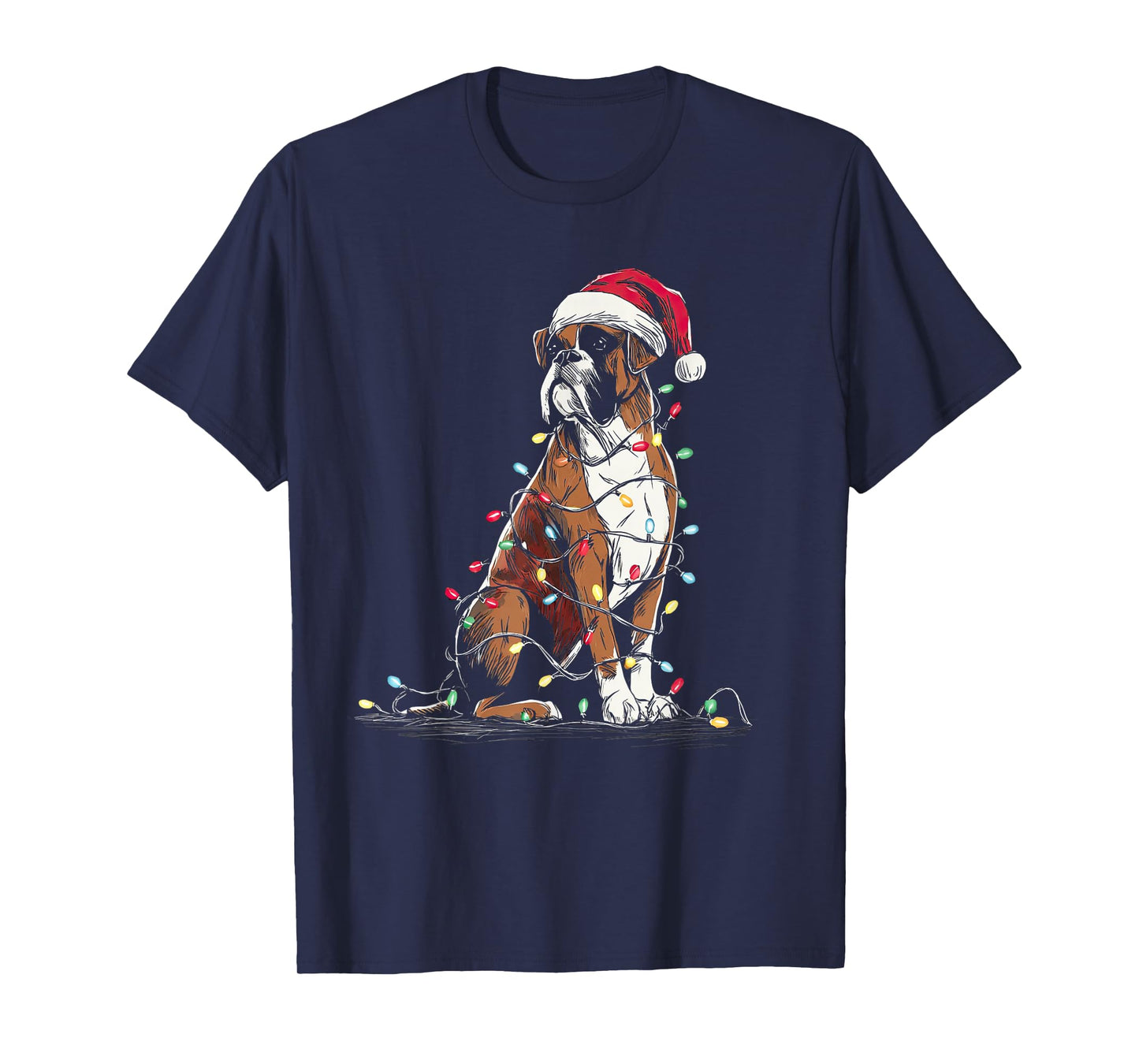 Funny Boxer Christmas Graphics Dog Lights Lover T-Shirt