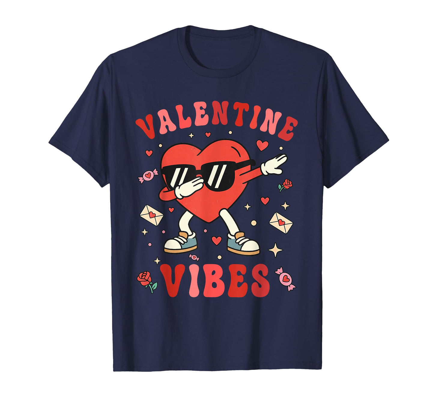 Funny Valentines Tee Dabbing Heart Teen Boys Kids Girls Men T-Shirt