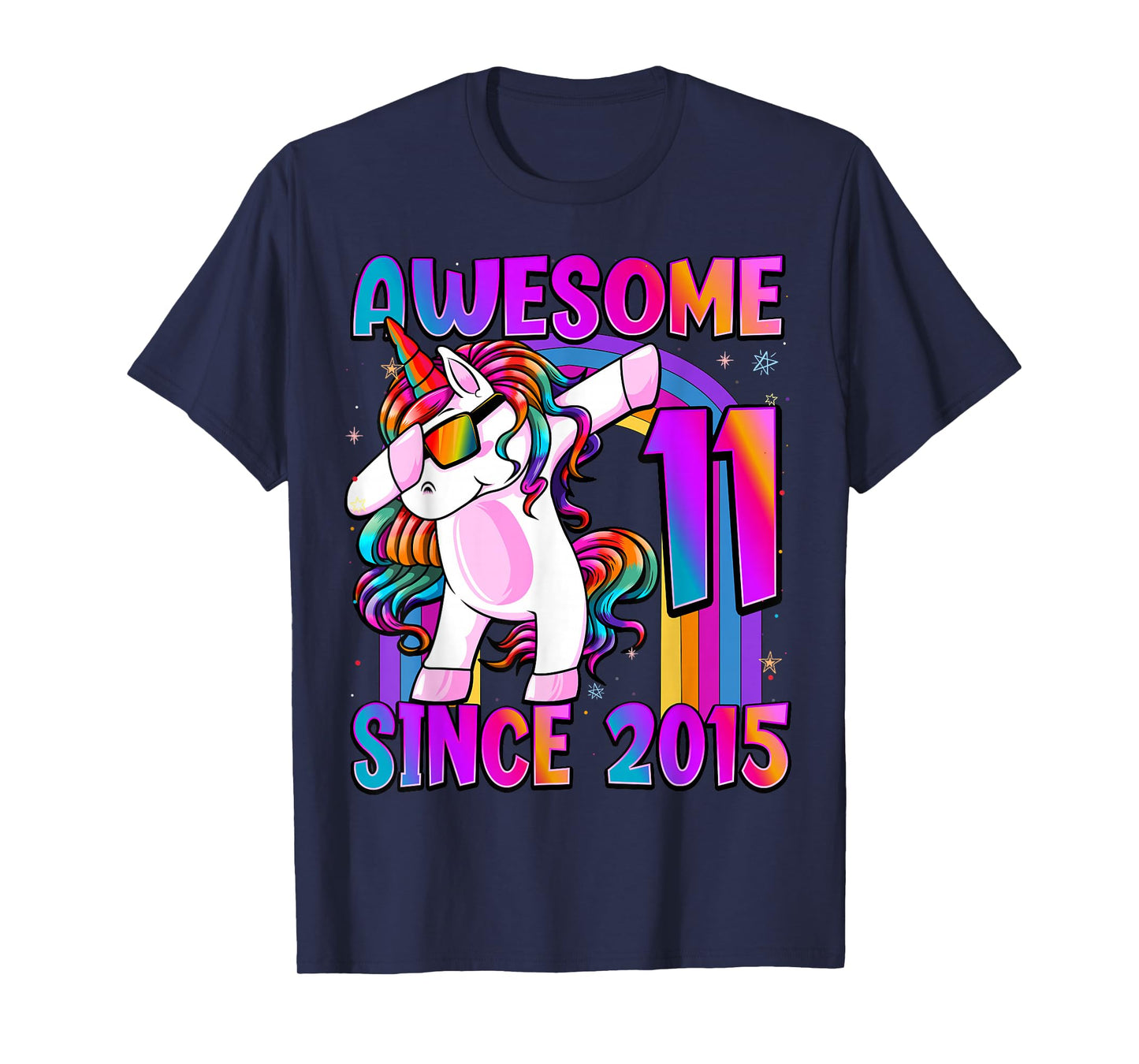 11 Year Old Girl Awesome Since 2015 Unicorn 11th Birthday T-Shirt