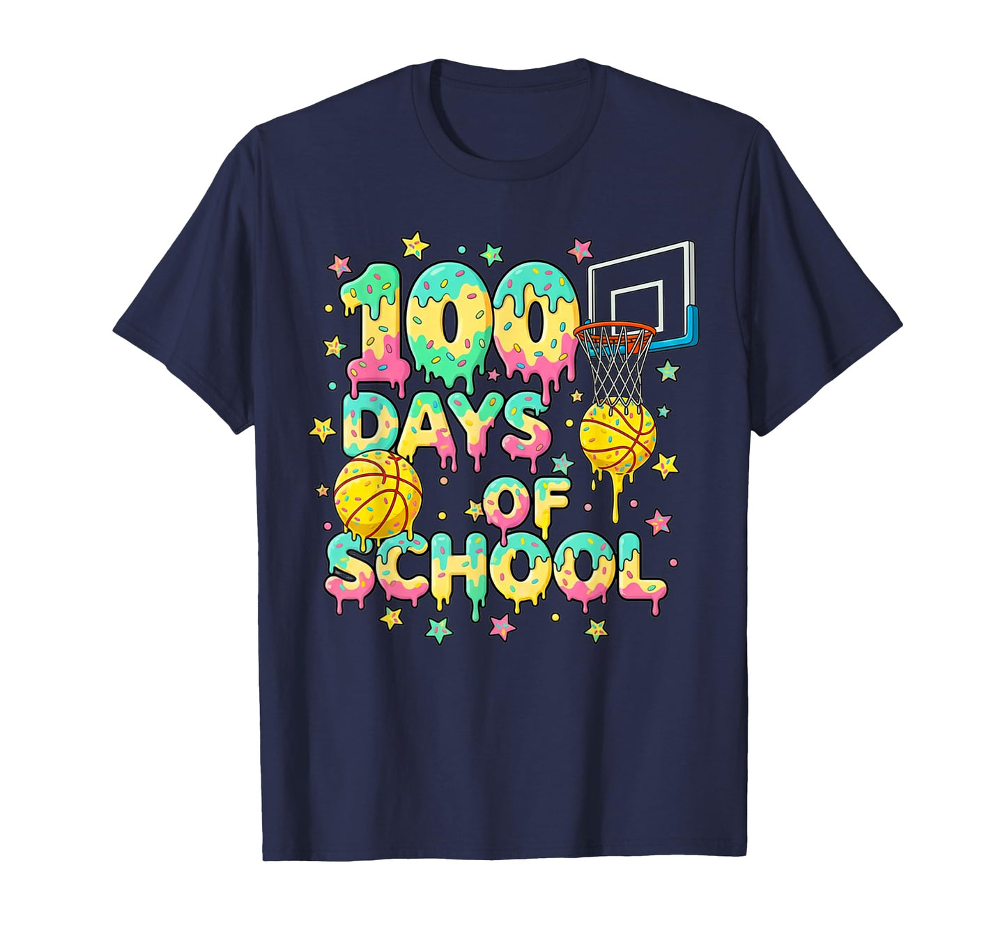 100 Days of School Basketball Girls Boys Kids Funny Teachers T-Shirt