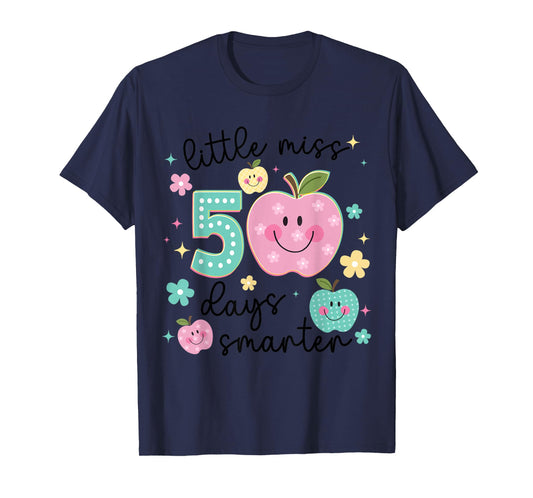 Little Miss 50 Days Smarter Kids Girls 50th Day of School T-Shirt