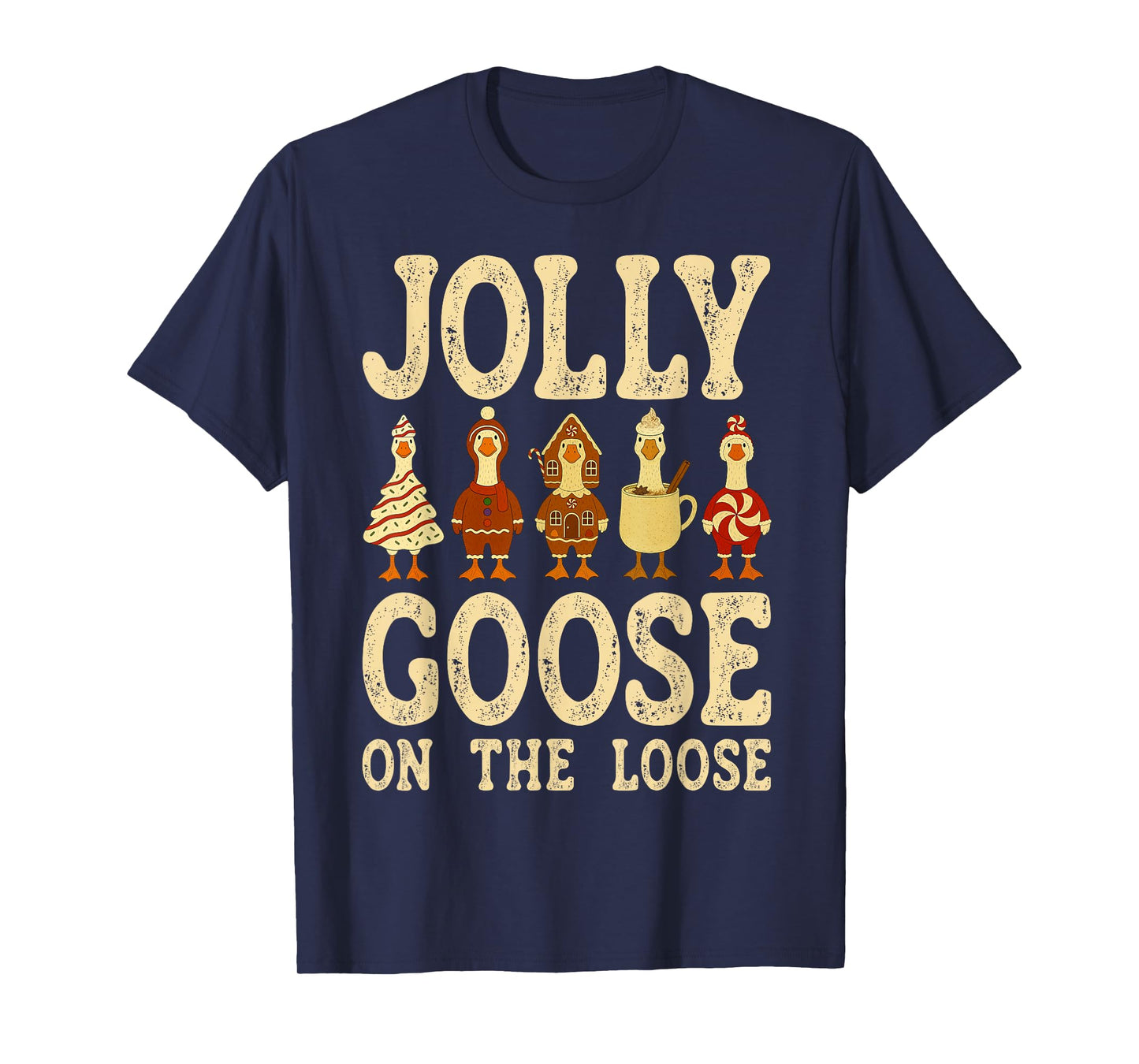 Jolly Goose On The Loose Christmas Candy Gingerbread Cookies T-Shirt