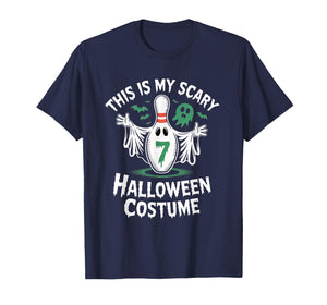 Funny Ghost Bowling League Team 7 Pin Halloween Humor Tee T-Shirt