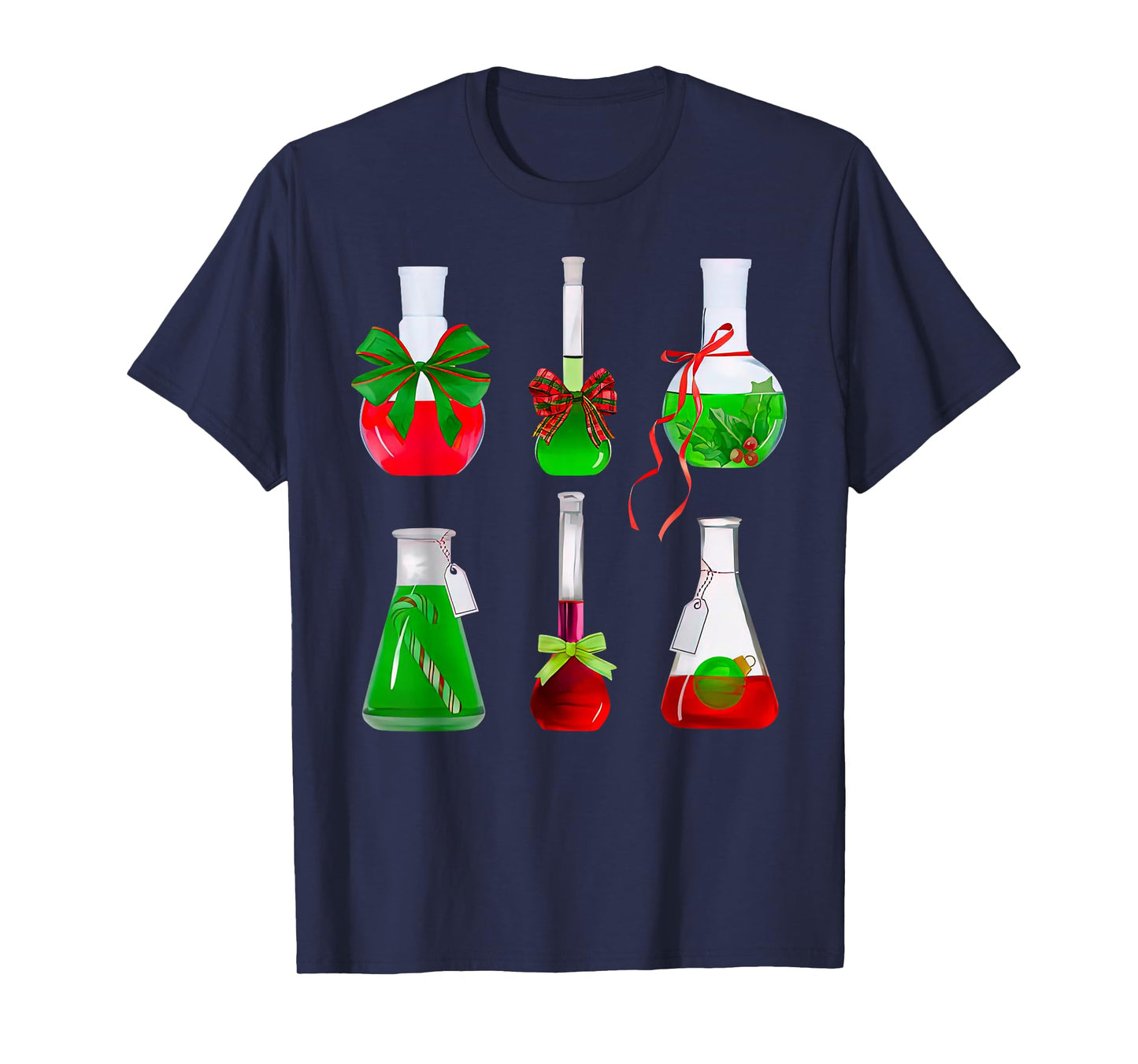 Coquette Bow Beakers Chemistry Lab Tech Scientist Christmas T-Shirt