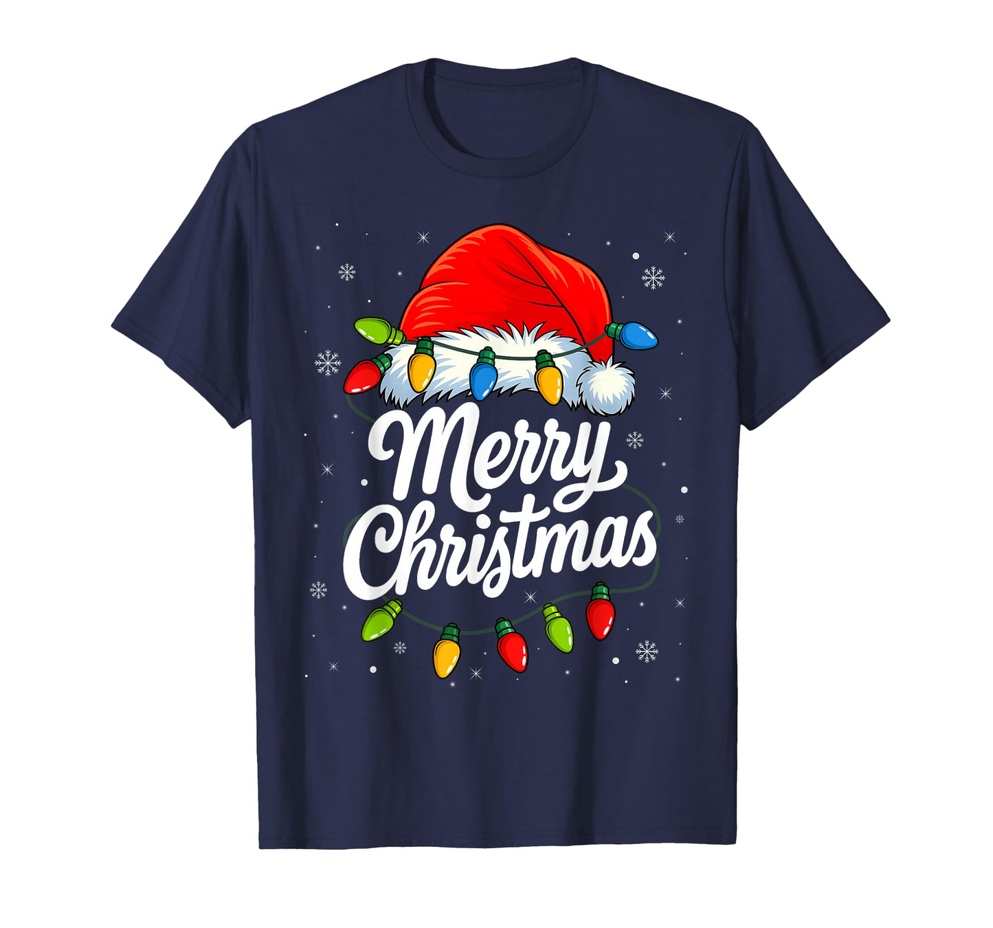 Merry Christmas Red Santa hat and Lights T-Shirt