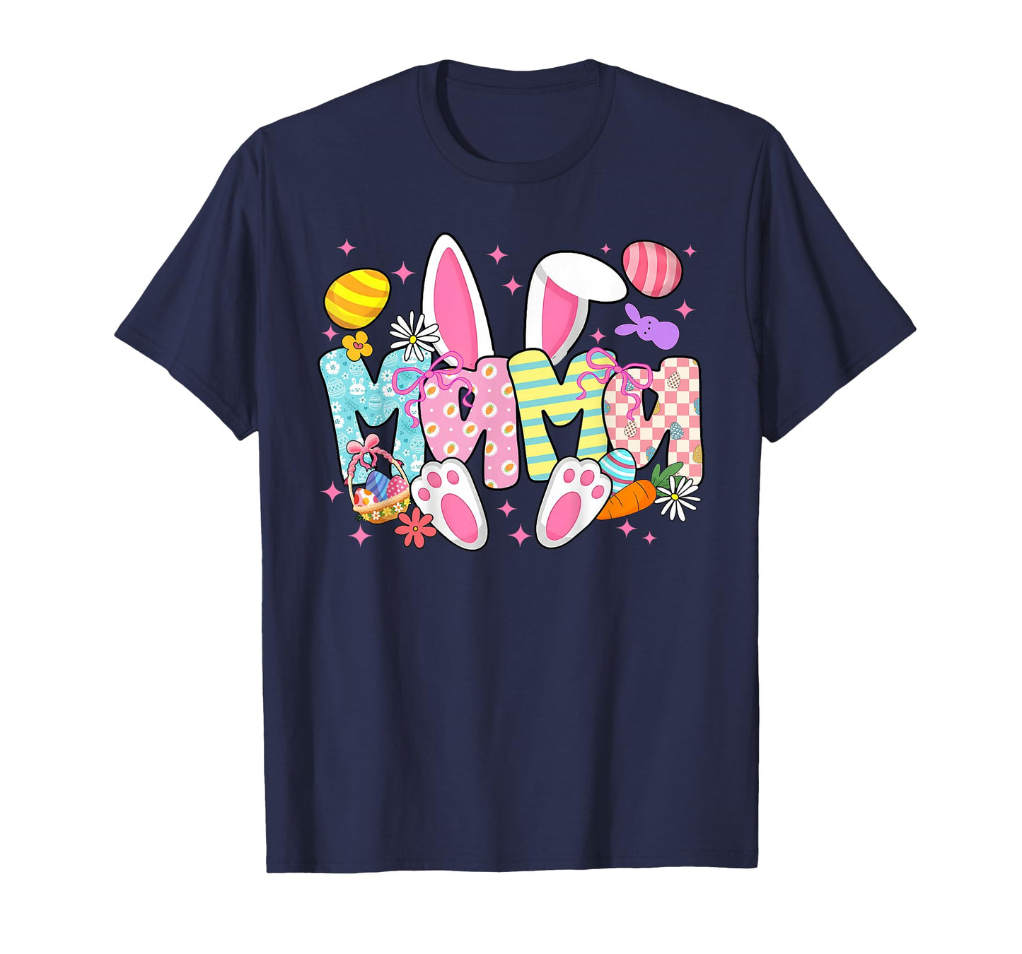 Easter Mama Bunny Ears Coquette Bow Easter Rabbit Mom Women T-Shirt