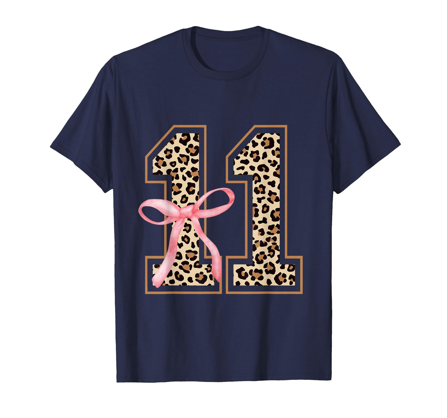 11th Birthday Girl Pink Coquette Bow Leopard 11 Year Old T-Shirt