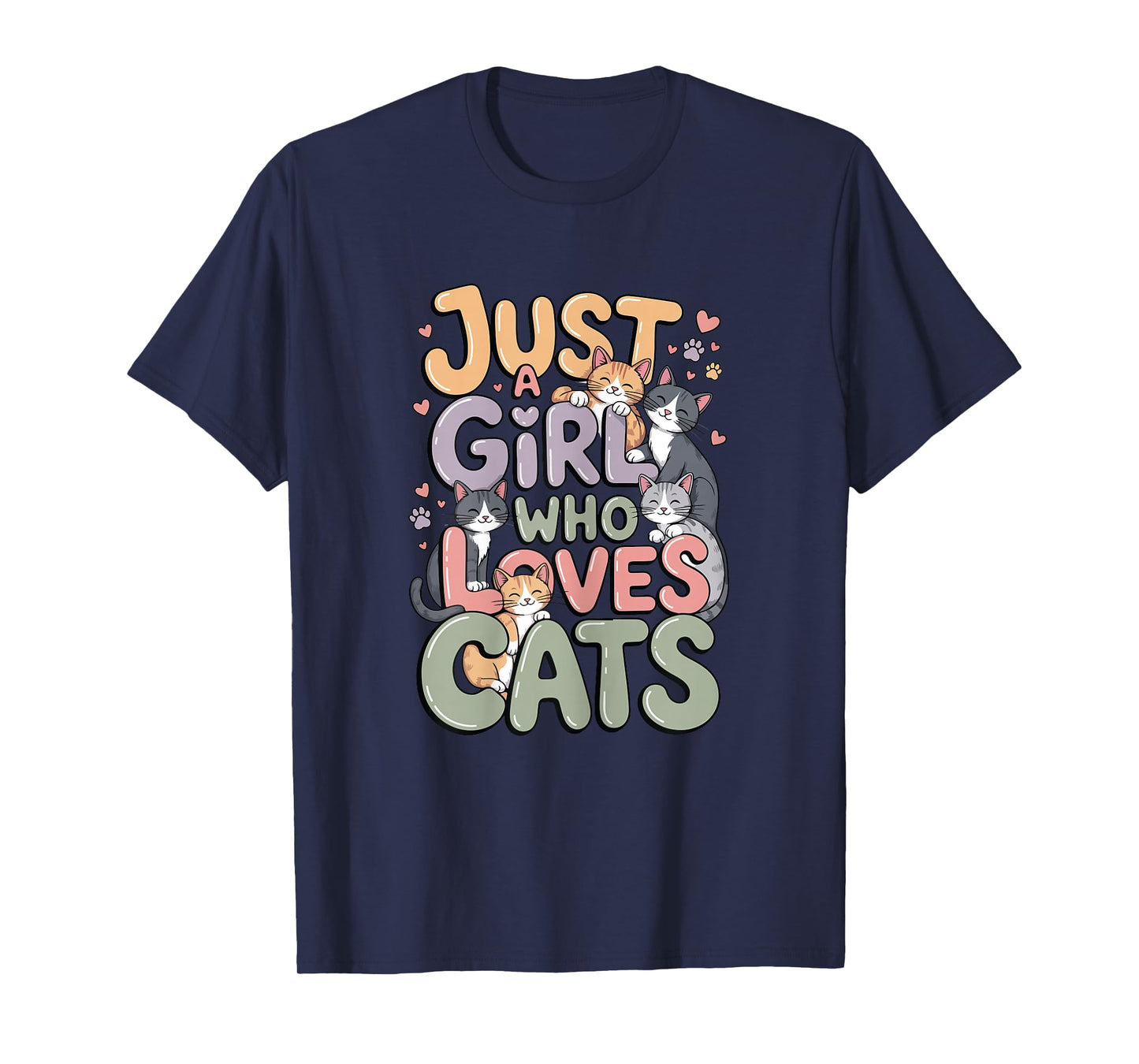 Just a Girl Who Loves Cats Cute Kawaii Cat Lover Women Girls T-Shirt