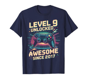 9 Year Old Boy Level 9 Gamer 2017 9th Birthday Party Gift T-Shirt