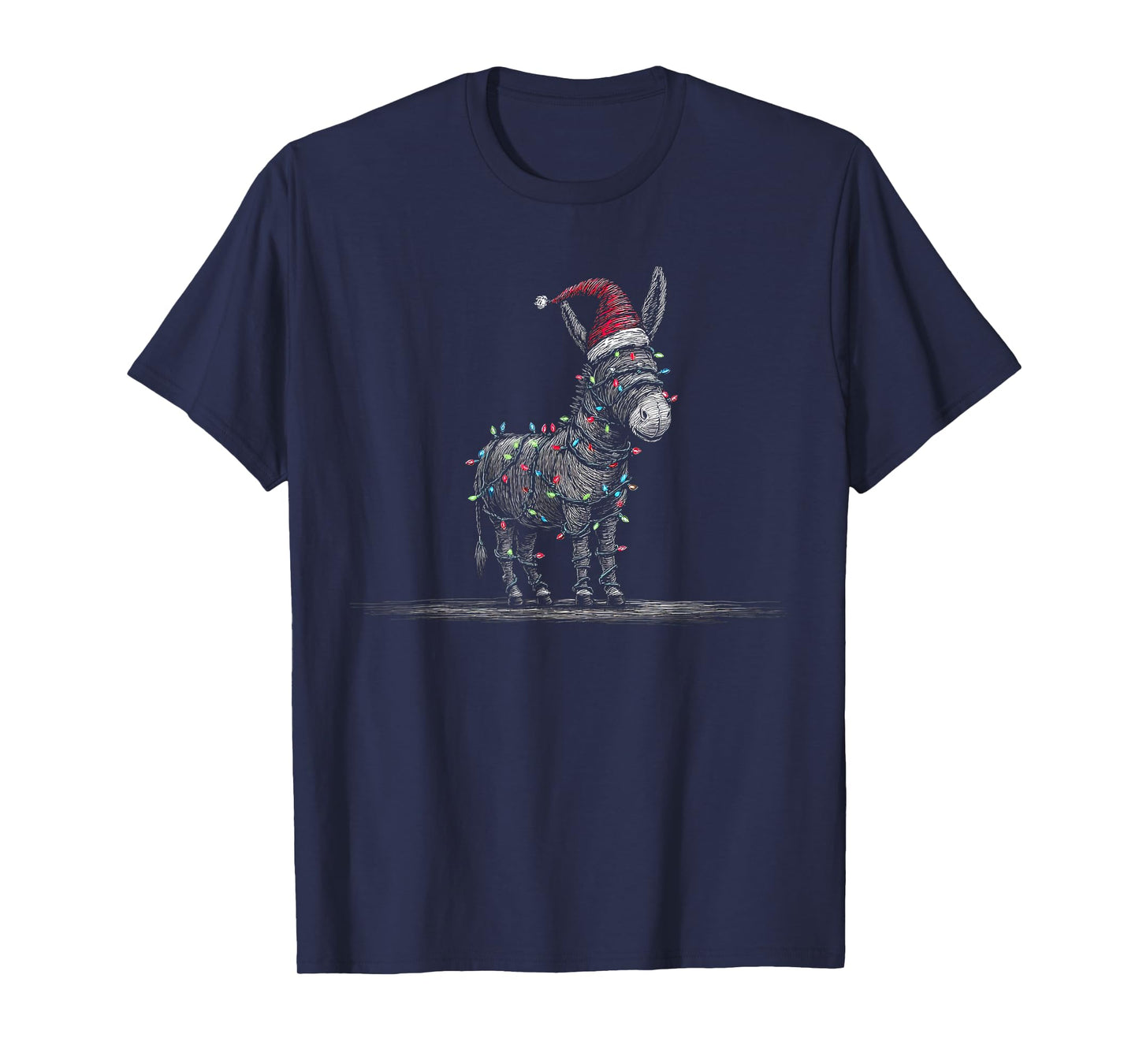 Funny Donkey Christmas Graphics Animal Lights Lover T-Shirt