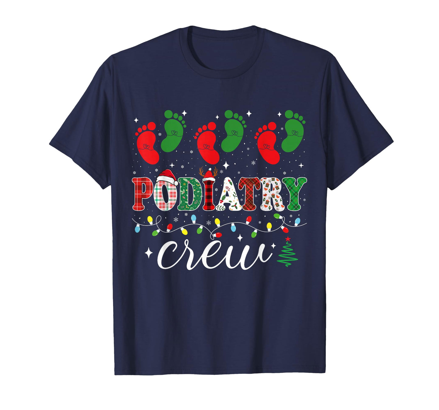 Podiatry Crew Christmas Footprint Podiatrist Xmas Podiatry T-Shirt
