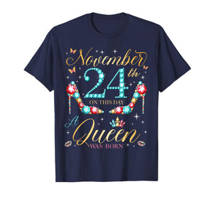 On November 24th A Queen was Born on November 24 Birthday T-Shirt