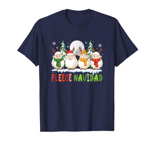 Fleece Funny Navidad Xmas Group Santa Reindeer Sheep Farmer T-Shirt