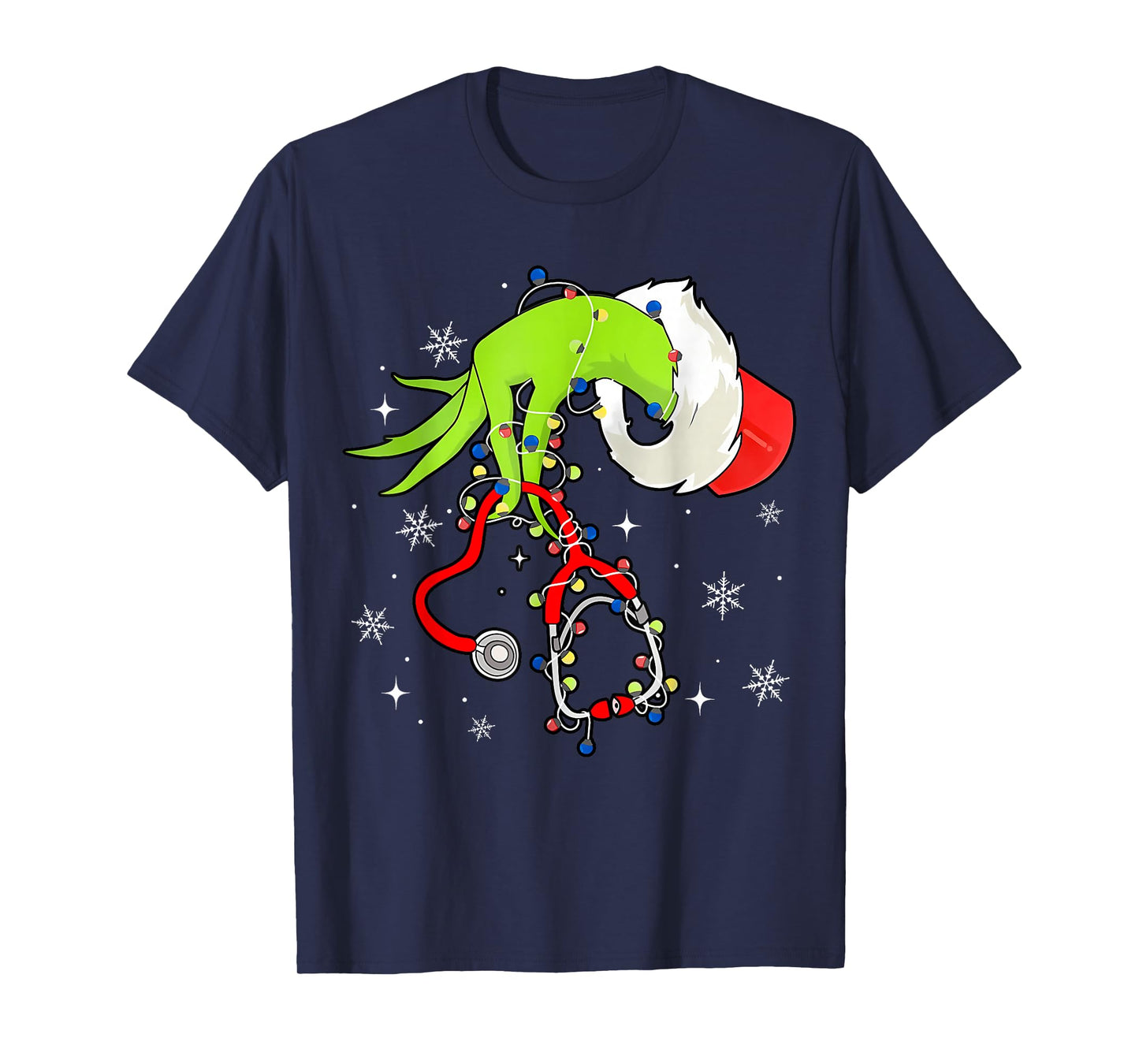 Nurse Christmas Stethoscope Nurses Xmas Pajamas Santa Women T-Shirt