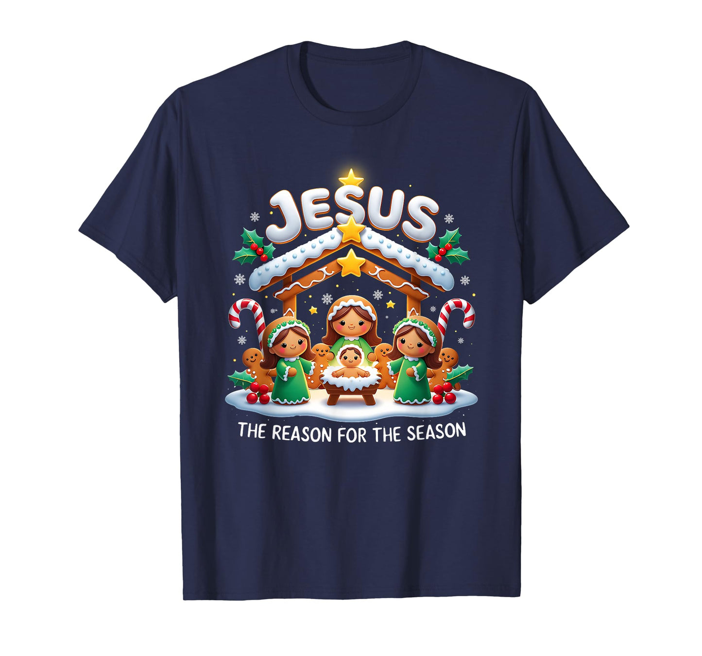 Jesus The Reason for Season Gingerbread Christmas Art T-Shirt