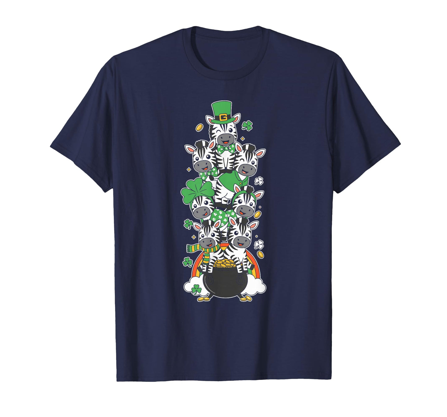 Funny Zebra Clover St Patricks Day Womens Mens Kids T-Shirt