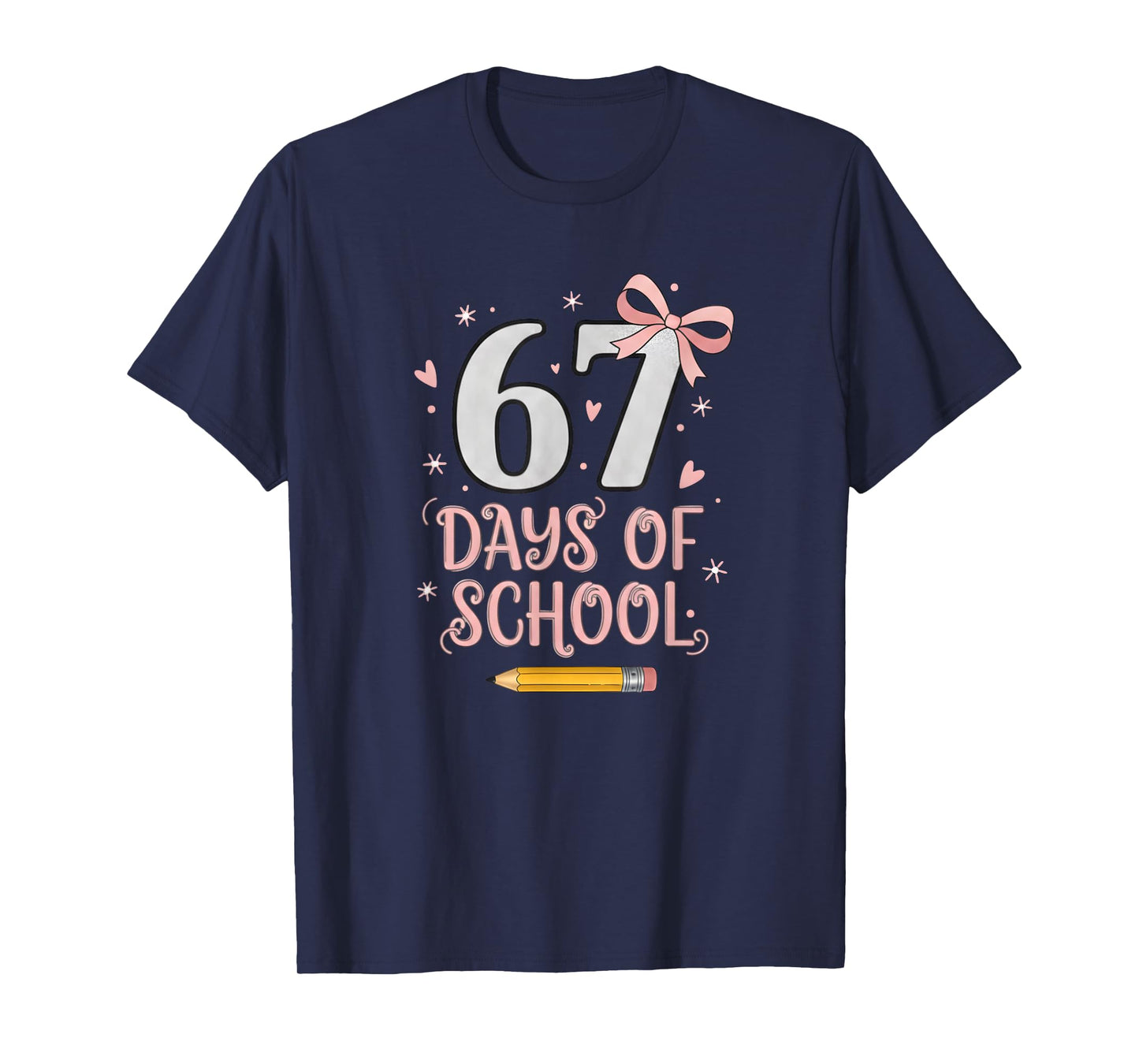 67 Days of School Retro Bow Kids Teachers 67 Meme Humor 6 7 T-Shirt