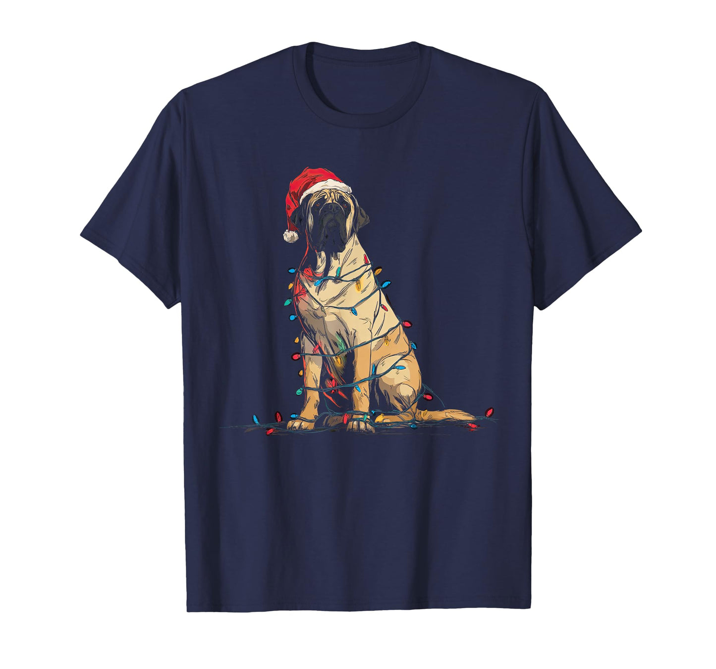 Funny English Mastiff Christmas Graphics Dog Lights Lover T-Shirt