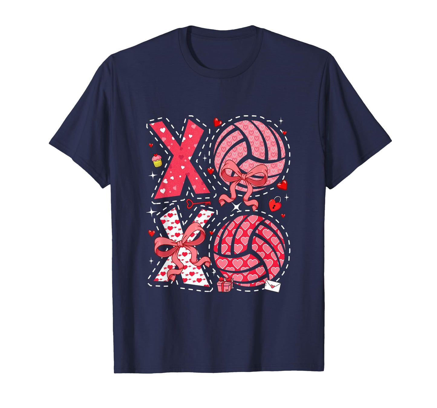 Pink Costume Volleyball Balls Bow Tie Hearts Valentine's Day T-Shirt