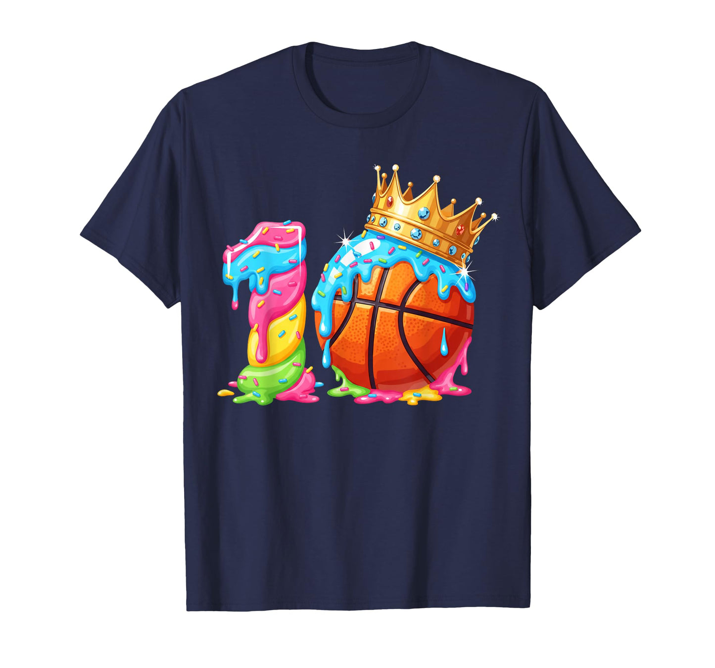 Cool 10 Year Old Basketball Player Birthday Ice Cream Party T-Shirt
