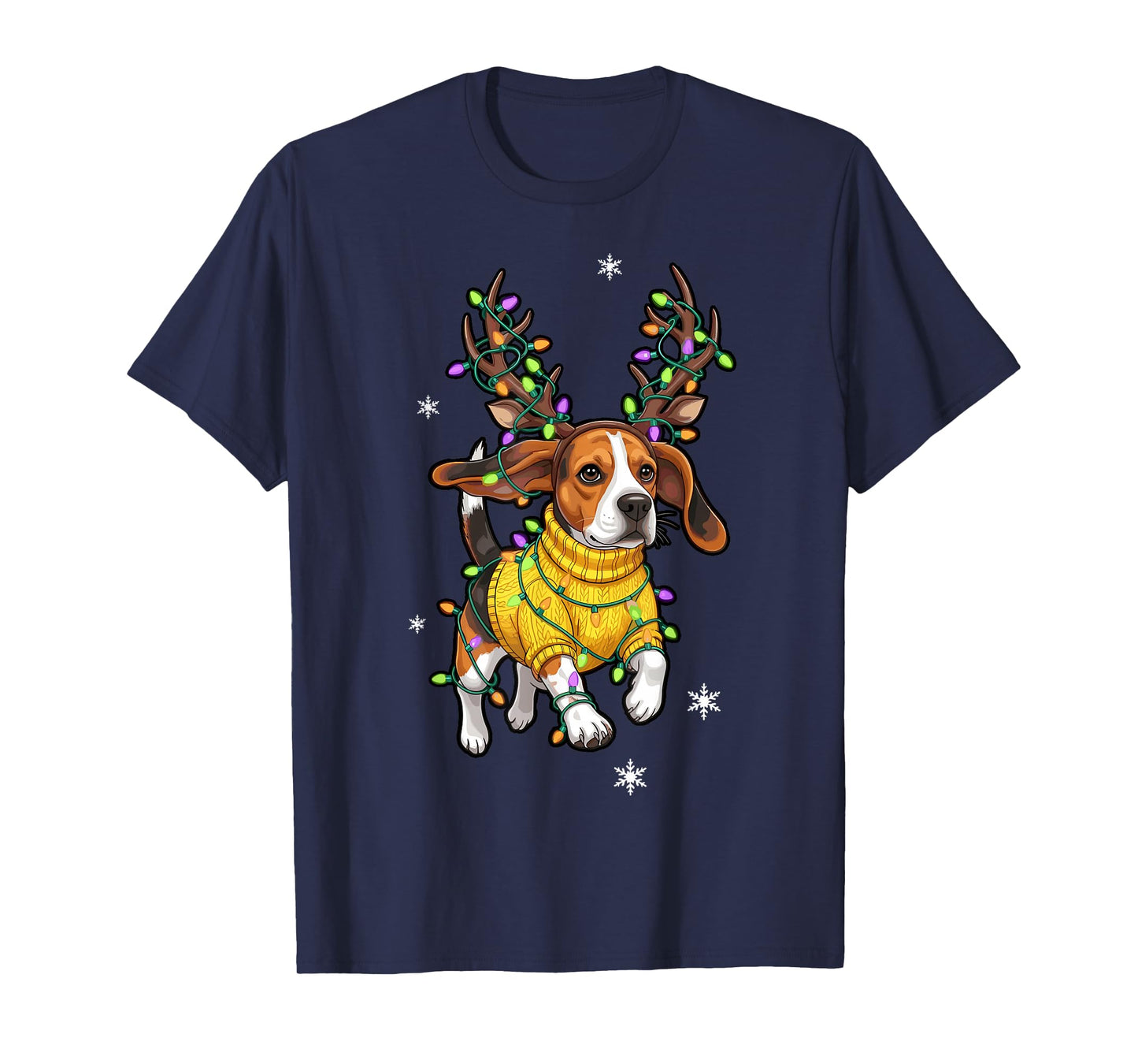 Dog Christmas Outfit, Beagle Reindeer Christmas Lights T-Shirt