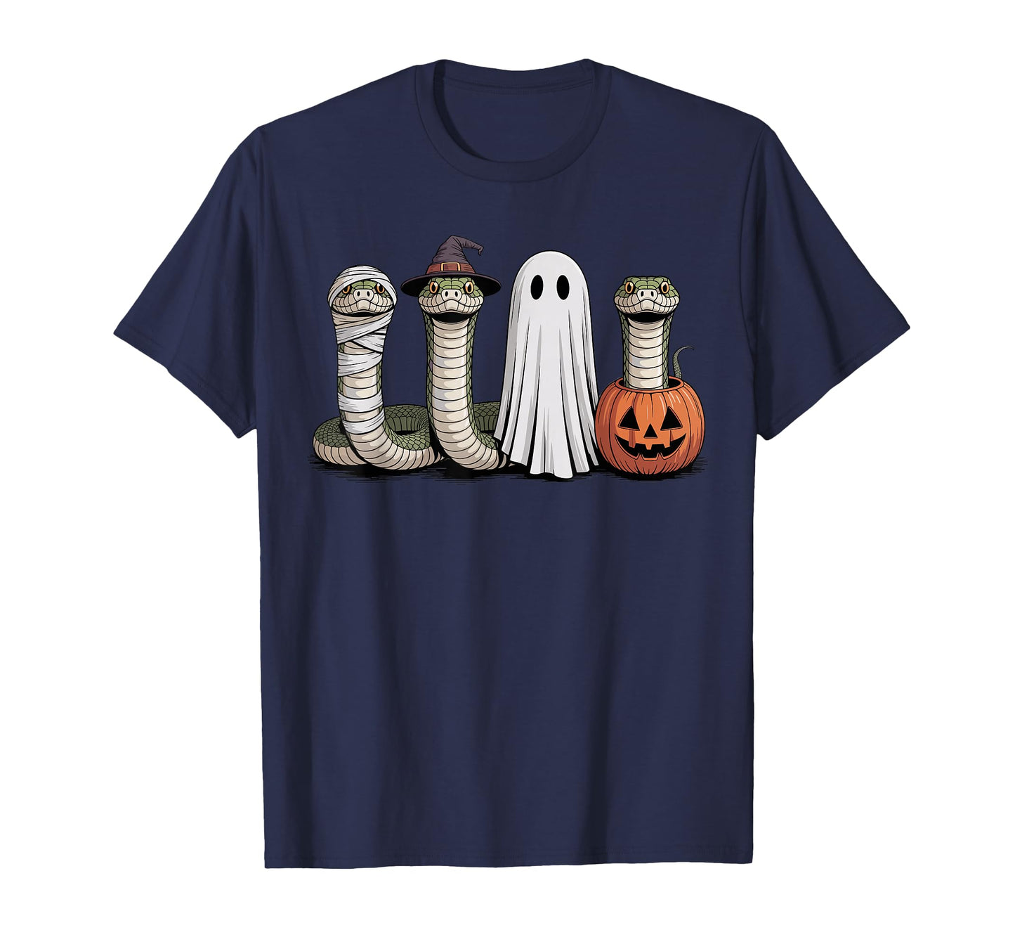 Spooky Ghost Hognose Snake Pumpkin Halloween Skeleton T-Shirt