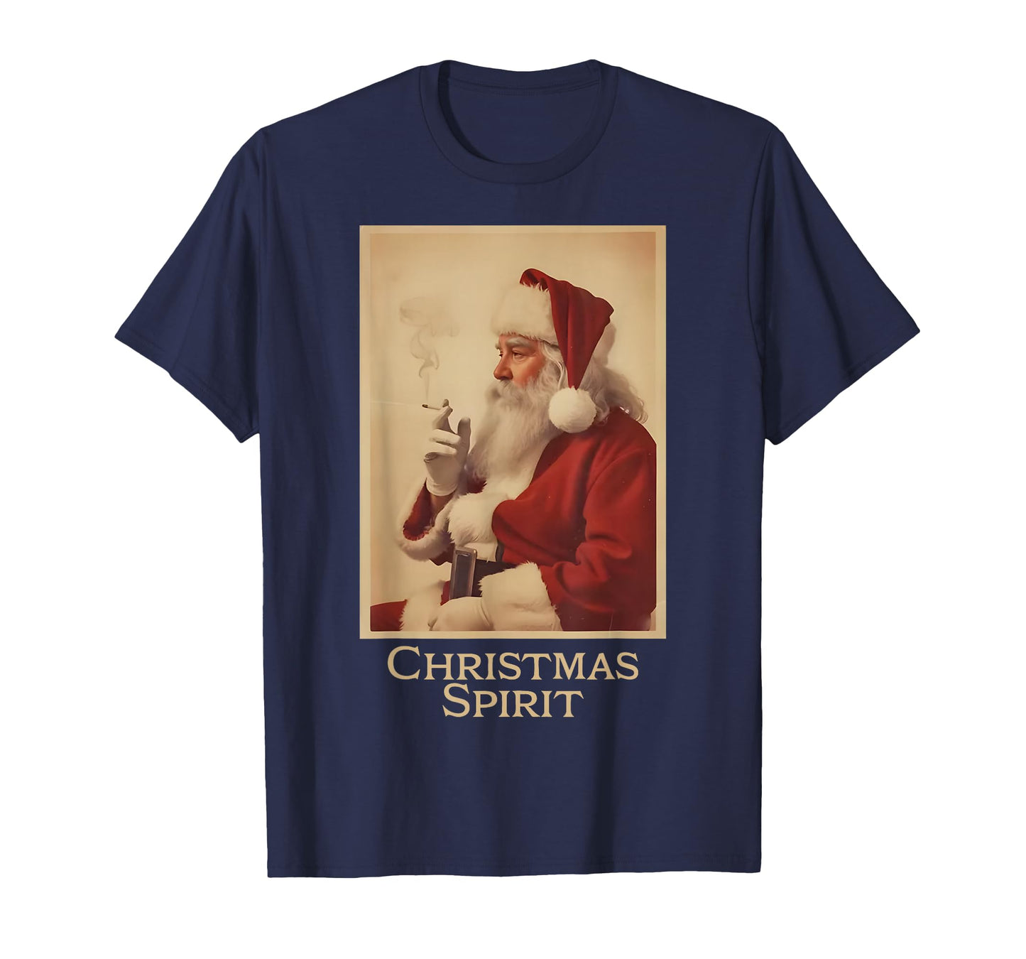 Christmas Spirit Funny Vintage Santa Smoking Christmas Xmas T-Shirt