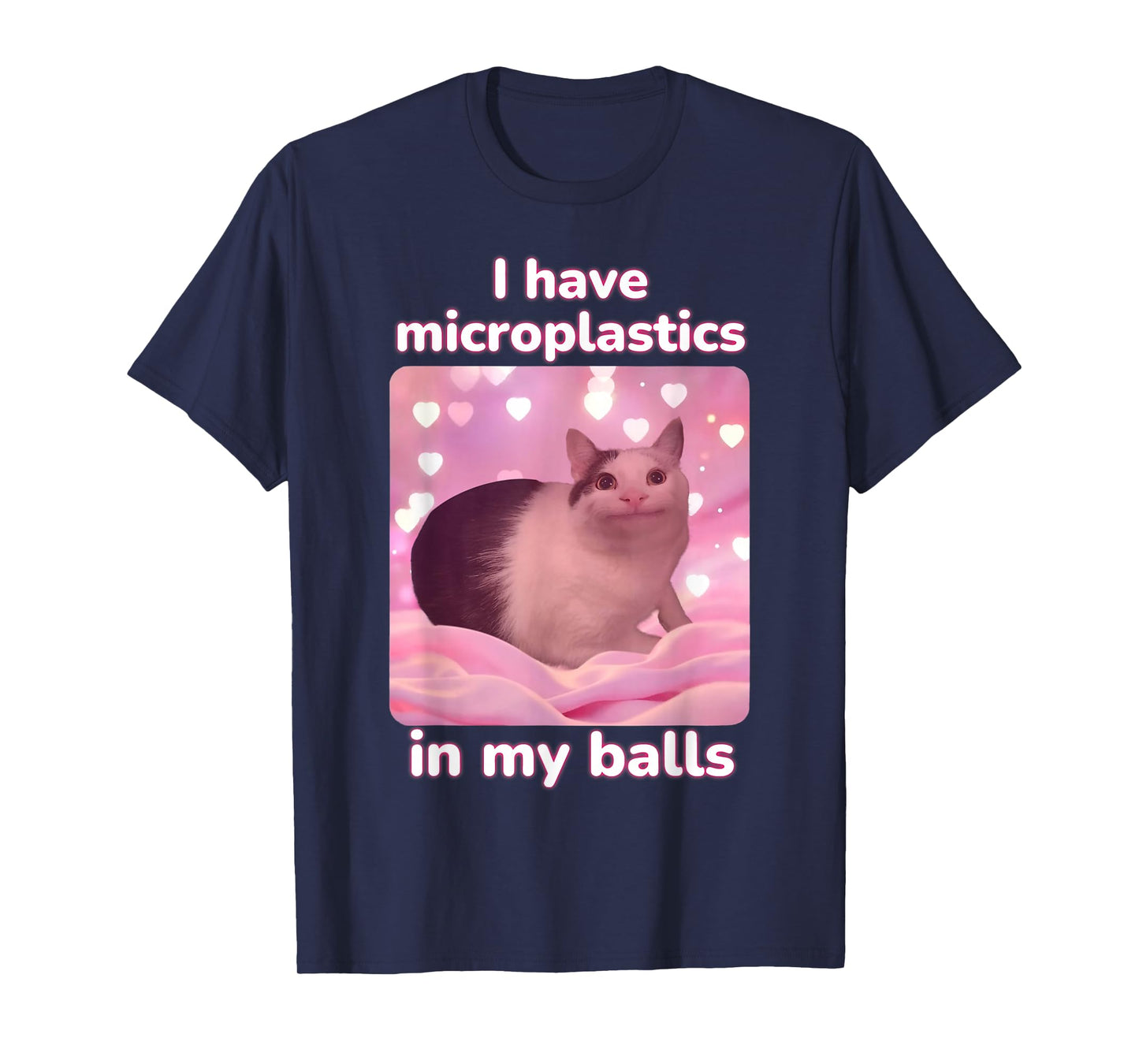 I Have Microplastics in My Balls Pink Cat Meme Dank Meme T-Shirt