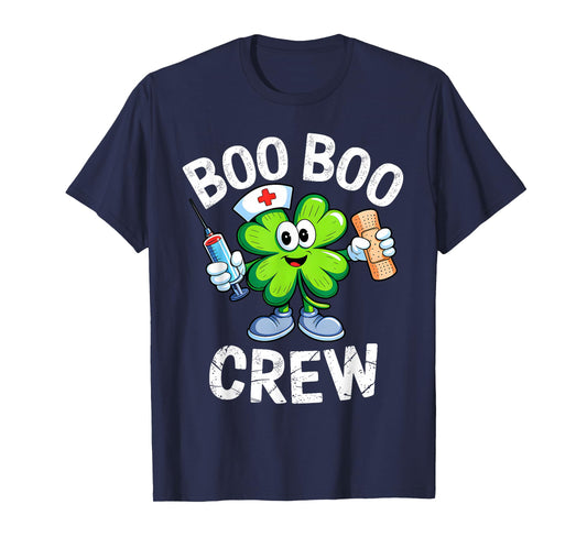 Boo Boo Crew St Patricks Day Nurse Scrub Top Saint Pattys T-Shirt