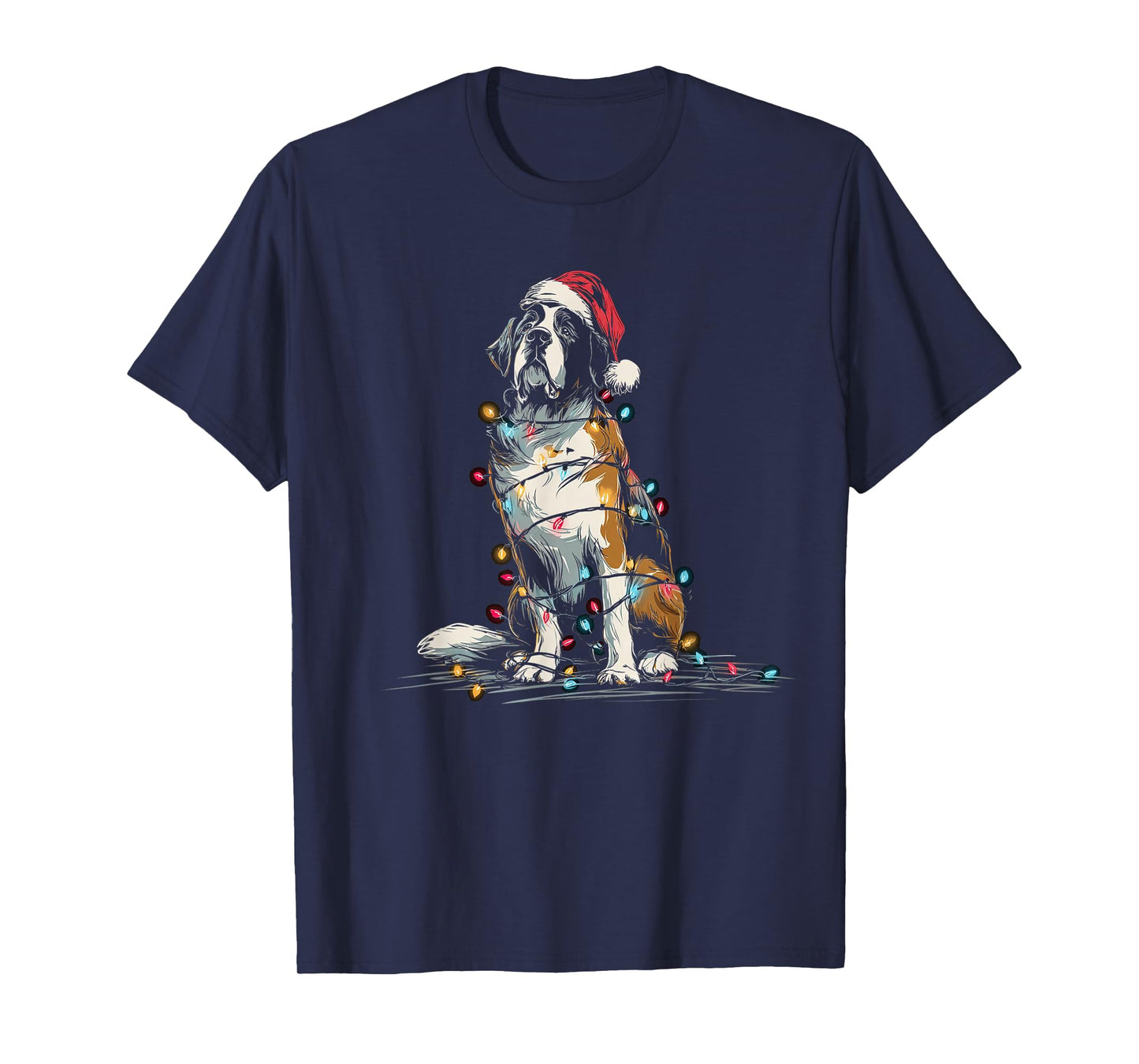 Funny St. Saint Bernard Christmas Graphics Dog Lights Lover T-Shirt