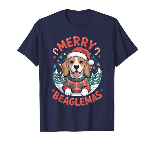 Merry Beaglemas Funny Beagle Dog Lover Christmas Holiday Tee T-Shirt