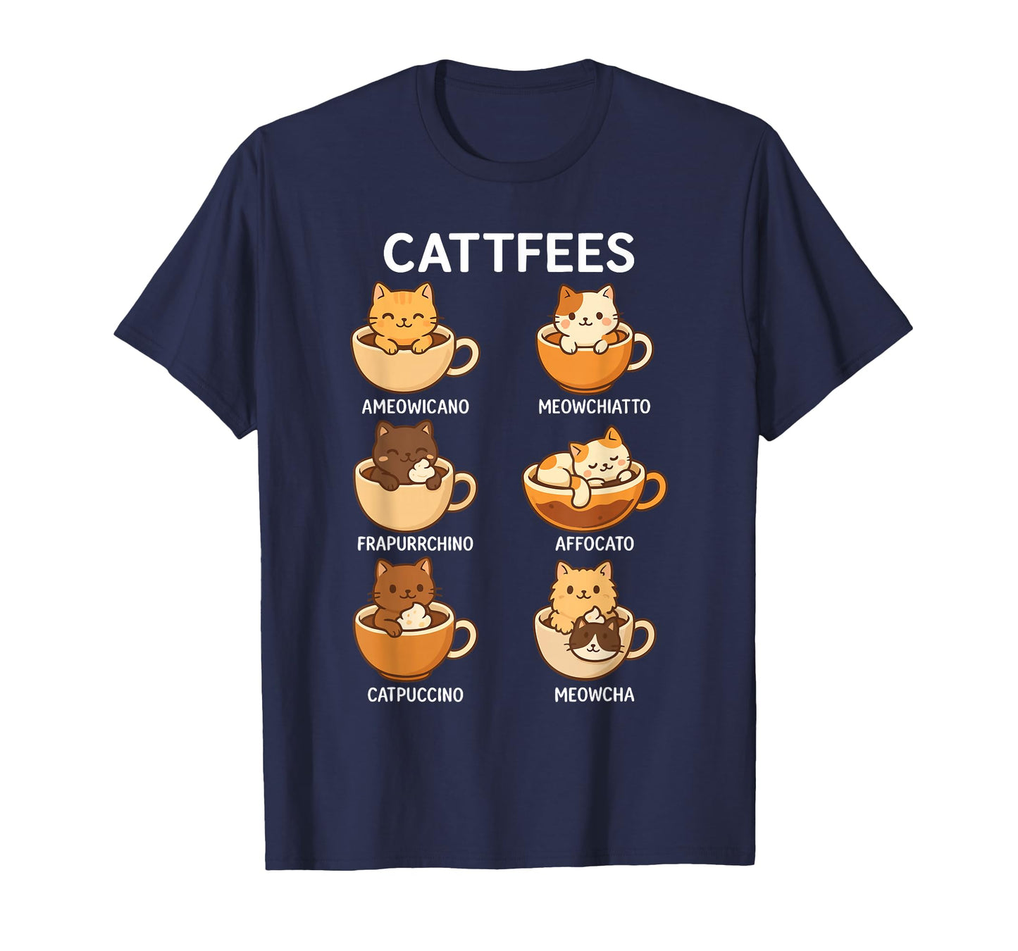 Cattfees Cute Cats Coffee Lovers Men Women T-Shirt