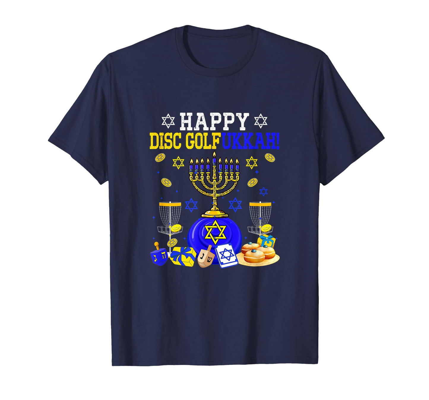 Happy Disc Golfukkah Disc Golf Player Fan Hanukkah Menorah T-Shirt