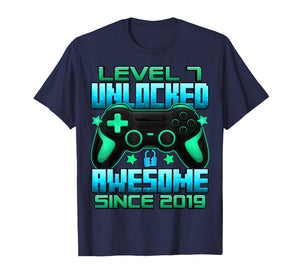 Level 7 Unlocked 7 Year Old Gifts for Boys 7th Birthday Boy T-Shirt