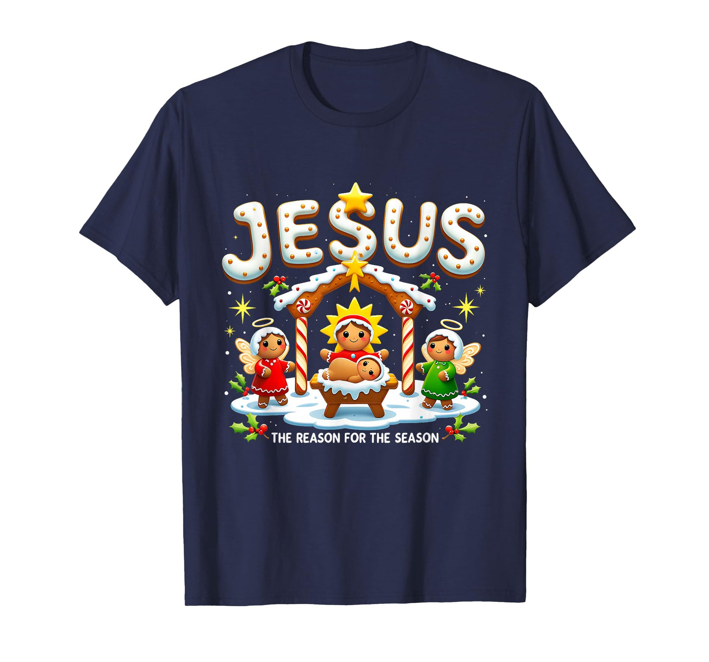 Jesus The Reason for Season Gingerbread Christmas Art T-Shirt