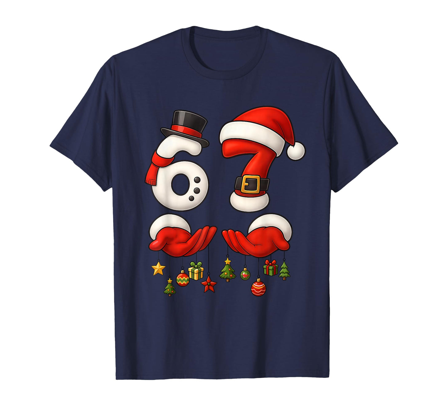 67 Christmas Meme Funny 6 7 Hands Gen Alpha Slang Six Seven T-Shirt