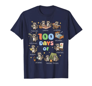 Funny Raccoon 100th Day 100 Days of School Kindergarten T-Shirt