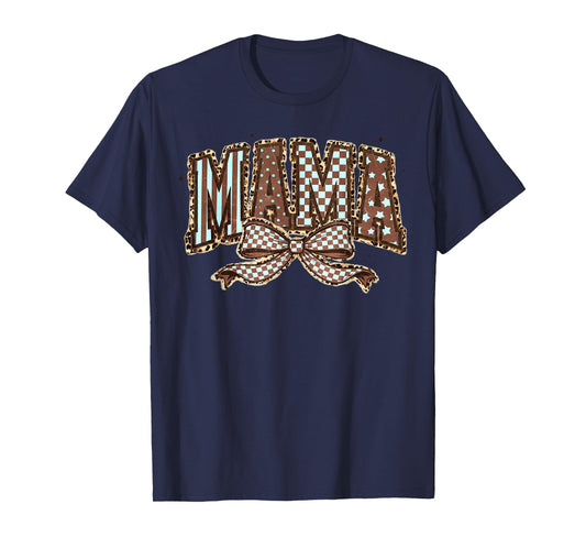 Leopard Mama Checkered for Women Mom Momma Mother’s Day T-Shirt
