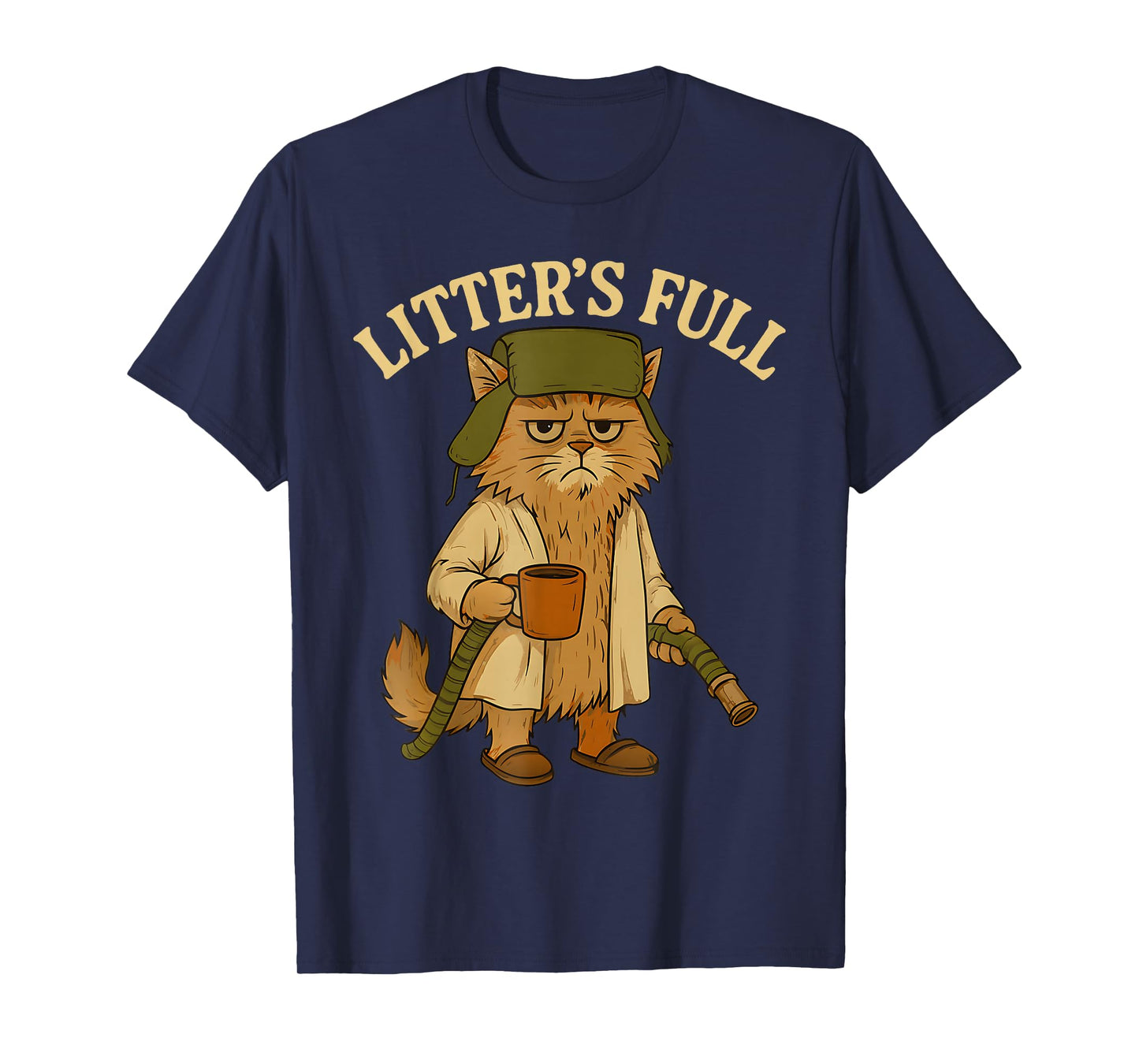 Litter’s Full Funny Cat Lovers Christmas Xmas Grumpy Humor T-Shirt